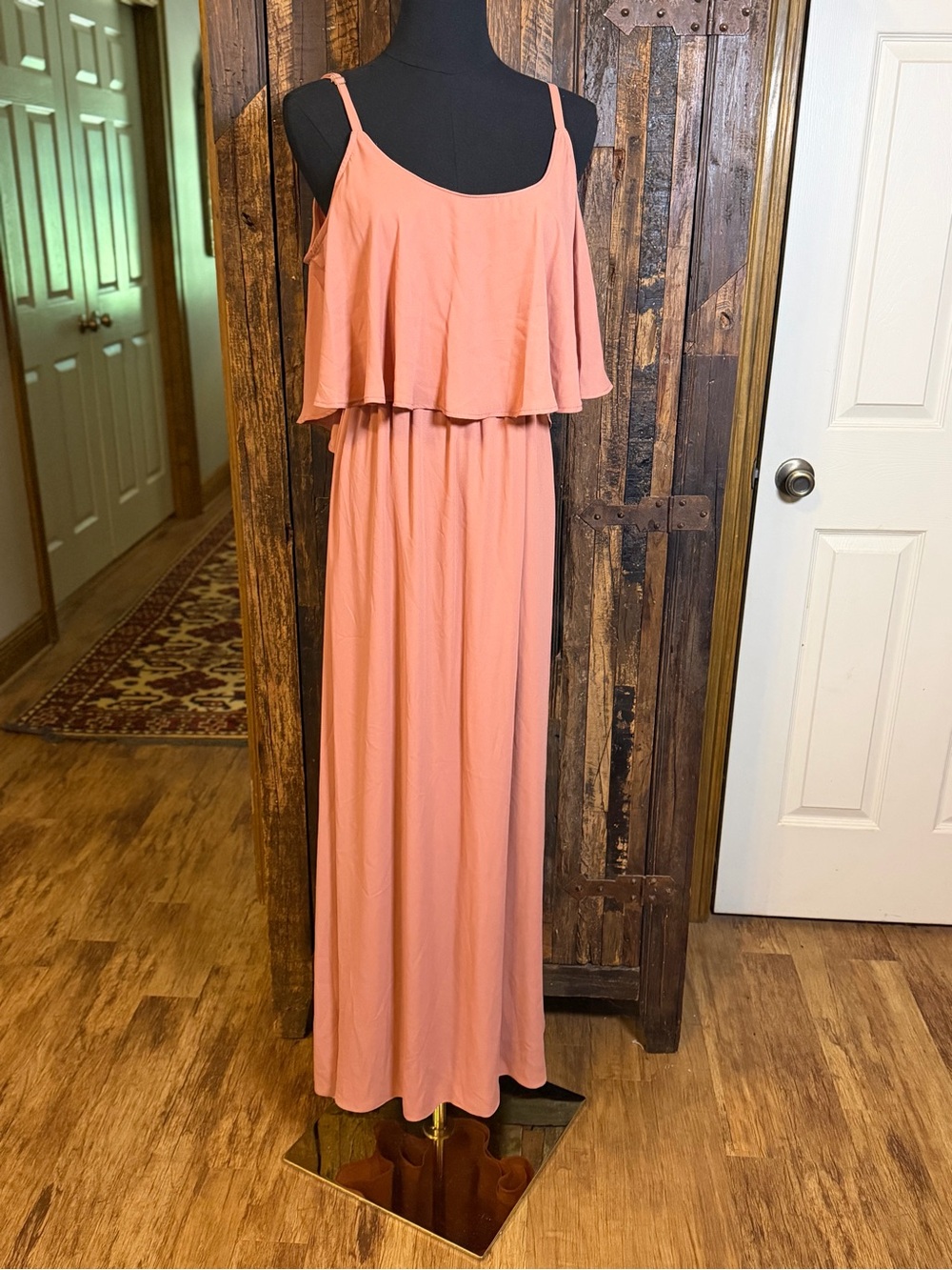 NWT Show Me Your Mumu Caitlin Ruffle Maxi Dress M Bridesmaid Dusty Sunset Rose